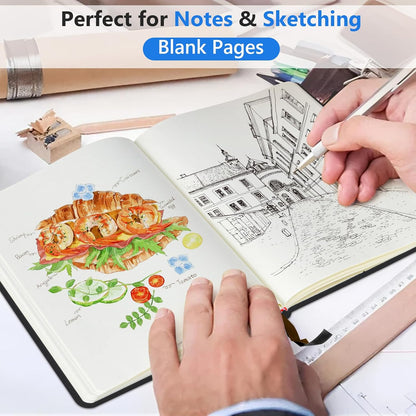 PERCUN Graph Paper Notebook, 160 Pages Grid Journal for women & men, A5 Hardcover Leather Graphing Notebook for School, Work, Travel, Note Taking 5.9”x8.5” (Black)