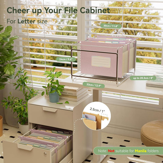 Wheat Straw Expanding Hanging File Folders, File Organizer, 1.2" Accordion Pockets, Large Capacity, Letter Size for Filing Cabinet, 100% BPA Free, Return to Nature, Healthy Living-Mint Green