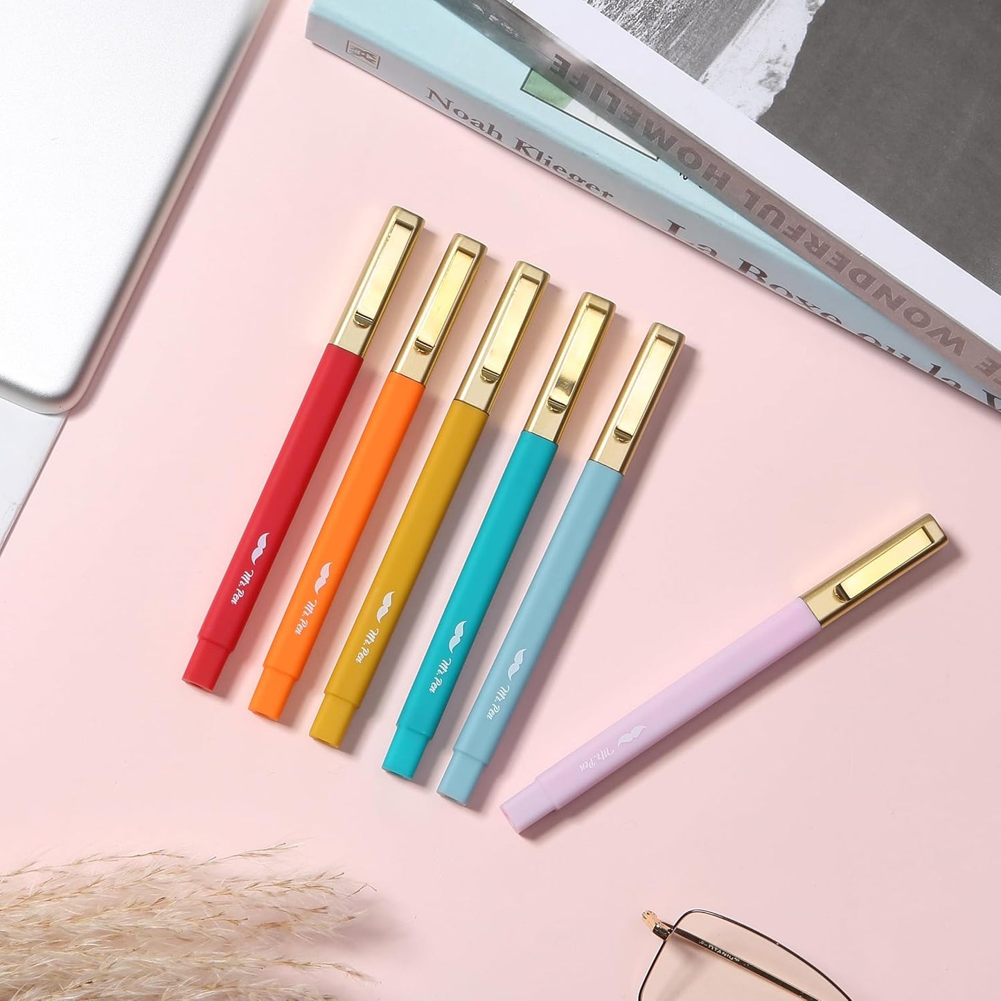 Mr. Pen- Aesthetic Highlighters and Ballpoint Pens No Bleed, 12 Pack, Pastel Colors, Bible Highlighters and Pens No Bleed, Fast Dry and No Smear for Bible Journaling, Planner, School Supplies