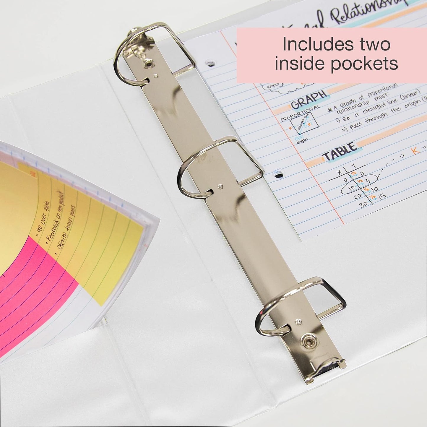 BAZIC Products 3 Ring Binder 3" View Binders Slant D Ring Organizer - White, Hold 600 Sheets Paper, for School Office Home, 2-Count