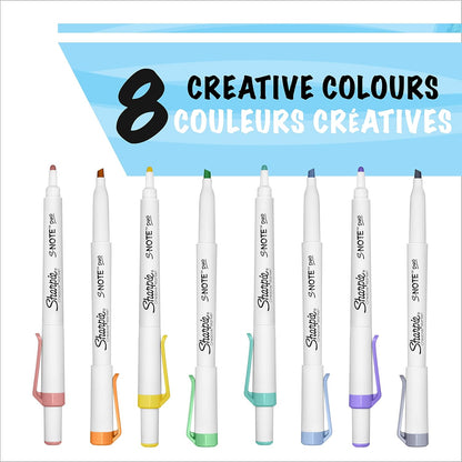 Sharpie S-Note Duo Dual-Ended Creative Highlighters 8/Pkg-Assorted Colors -2154173