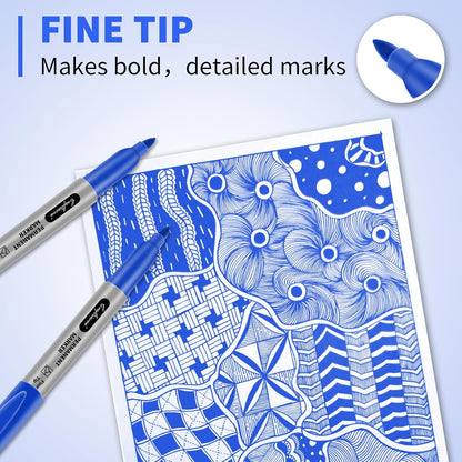 Black Ultra Fine Point Permanent Markers, Extra Fine Tip, Quick Drying and Waterproof, Fade Resistant Perfect on Paper, Glass, Metal, Plastic, Wood, Office & School Use, 12 Pack