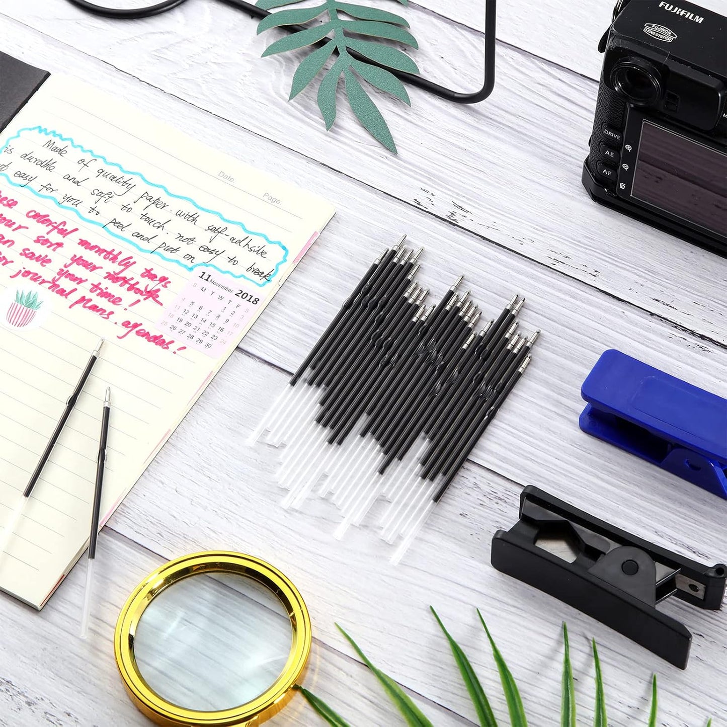 30 Piece Black Ink Pen Refills, 1 mm Ballpoint Refills Replacement Ballpoint for Click Retractable Pens Office College Supplies