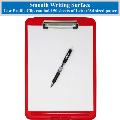 Think2Master Black Plastic Storage Clipboard. | 25% Heavier & 25% Sturdier| Heavy Duty and Won’t Flex or Bend Like Other Brands (Compare The Weight). Storage Compartment Holds 150 Letter Sized Paper.