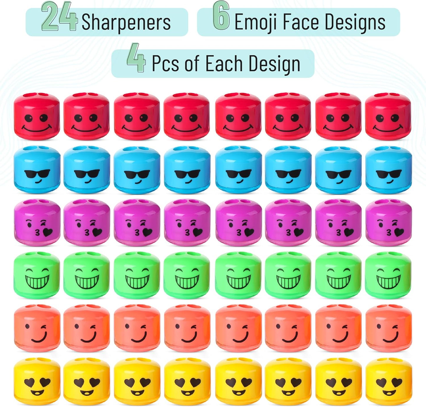 Mr. Pen- Pencil Sharpeners Manual, 48 Pack, Dual Hole, Smiley, Bulk Handheld Pencil Sharpener, Compatible with Standard and Jumbo Pencils, Snap-on Lid, Stainless Steel Blade, Back to School Supplies