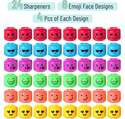 Mr. Pen- Pencil Sharpeners Manual, 48 Pack, Dual Hole, Smiley, Bulk Handheld Pencil Sharpener, Compatible with Standard and Jumbo Pencils, Snap-on Lid, Stainless Steel Blade, Back to School Supplies