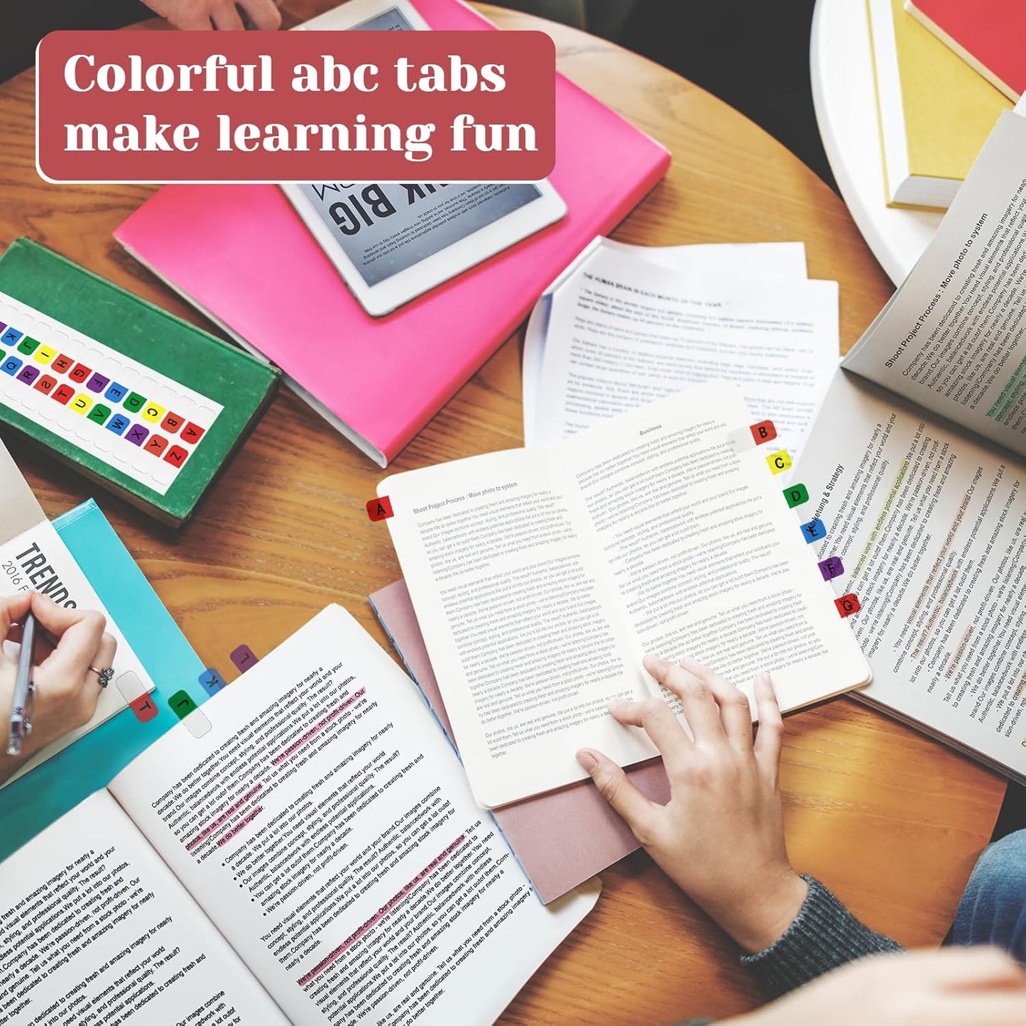 A-Z Sticky Alphabet Tabs, Colorful Self-Adhesive Letter Index Tabs for Notebook, Textbook, Dictionary, and Filing (208 Pcs)
