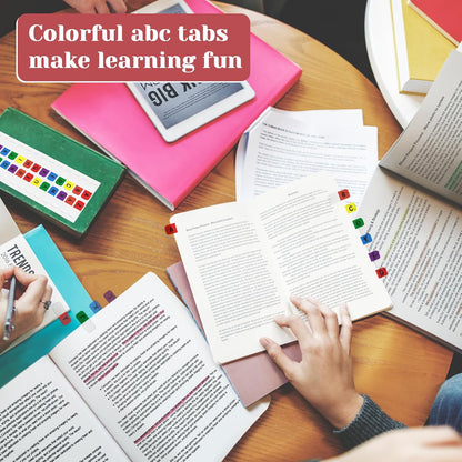A-Z Sticky Alphabet Tabs, Colorful Self-Adhesive Letter Index Tabs for Notebook, Textbook, Dictionary, and Filing (208 Pcs)