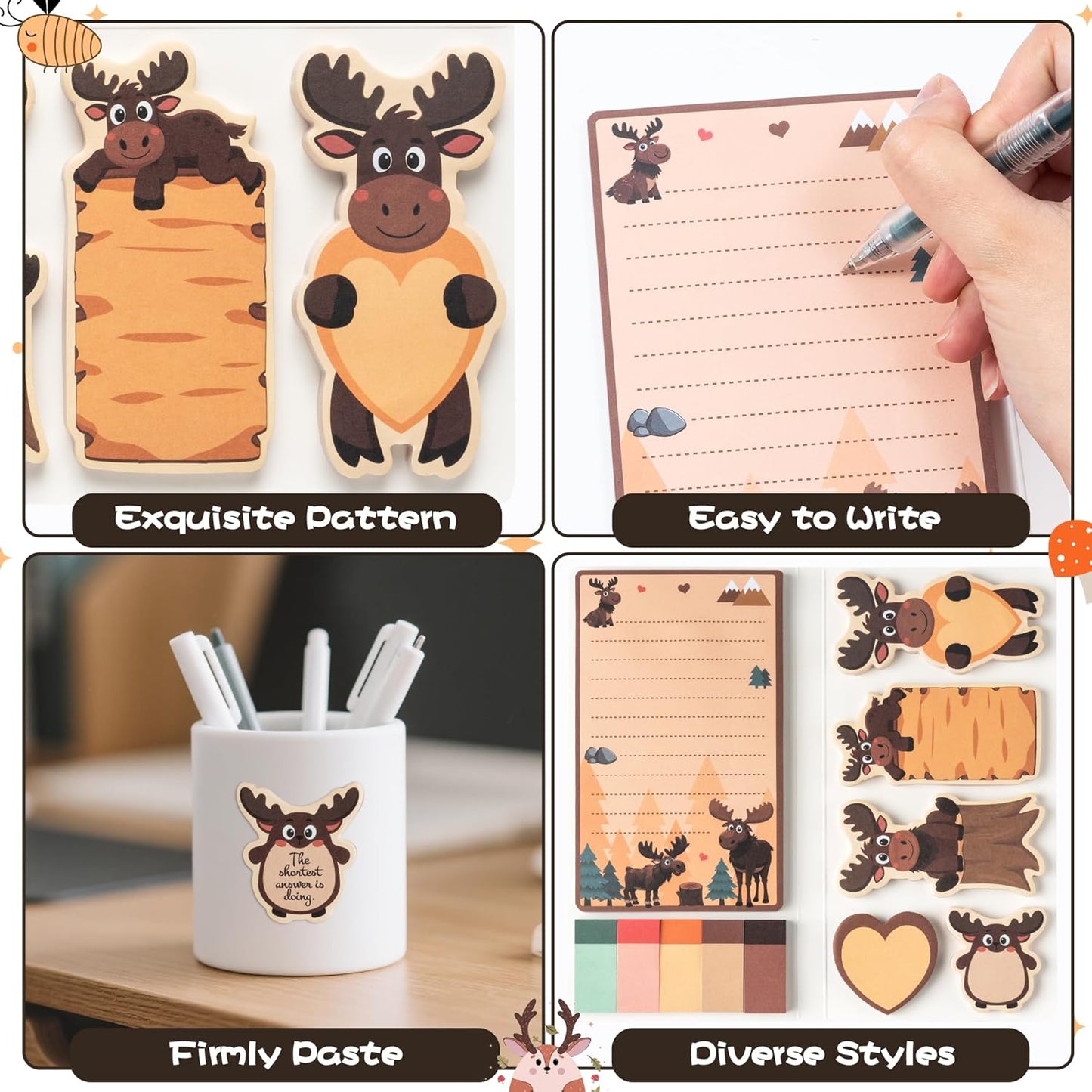 B1ykin Cute Sticky Notes Set - Stay Alive Skeleton Shaped Self-Stick Notes Pad, 550 Sheets Writing Memo Pages Sticky Notepad for Teacher Appreciation Gifts, School Office Supplies (Funny Skeleton) - Colors B