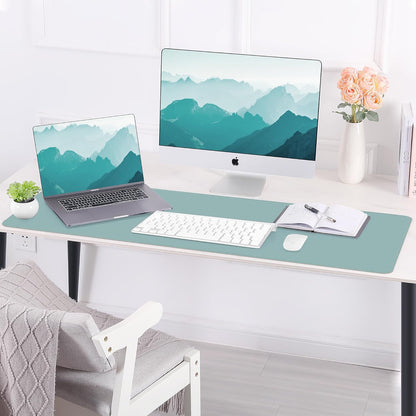 Large Desk Mat 47.2" x 17" Leather Desk Pad Protector with Natural Cork & PU Leather, Non-Slip Office Desk Mat, Large Mouse Pad, Waterproof Desk Blotter pad for Office&Home(Black)
