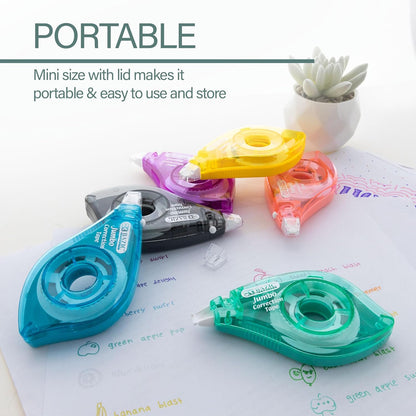 BAZIC Products Correction Tape w/Two Way Applicator White Out, Jumbo 5 mm x 394", Easy to Use for Instant Corrections White Out for Office School, 6-Pack