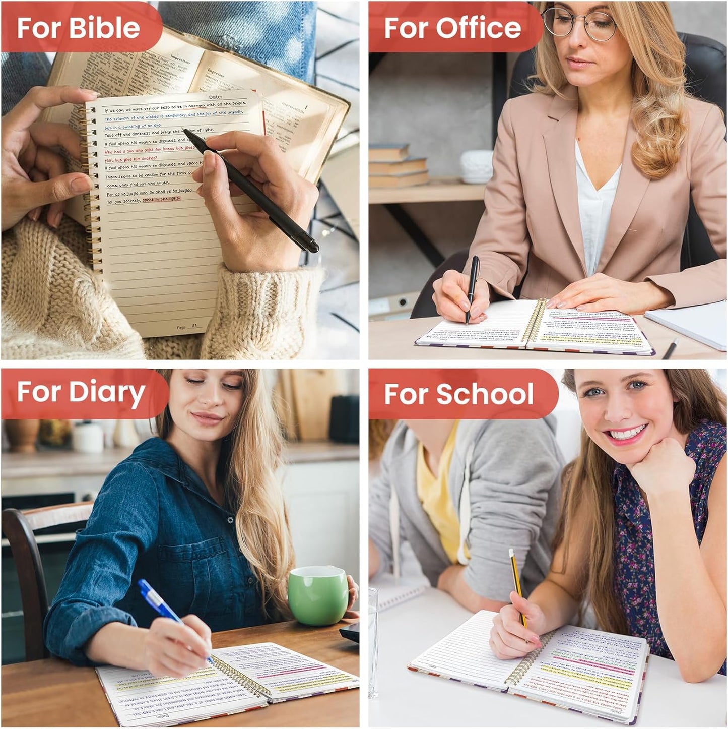 Taja Lined Spiral Notebook Journal for Women A5(5.8" × 8.3"), Cute Hardcover Notebook for Work, School & Note Taking, Pretty College Ruled Journal for Writing, 140 Pages, Sunset