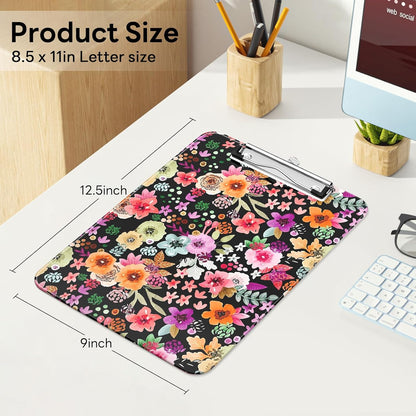 Plastic Cute Clipboard Low-Profile Metal Clip, A4 Letter Size 9 x 12.5 in, 8.5 x 11 Paper Clip Board for Teachers, Nurses, Classroom,Cute Black Cats