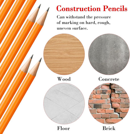 Fainne 48 Pcs Jumbo Pencil, Wooden Pencil with Black Core for Carpenters Construction Workers Woodworkers Framers Beginners Students Teachers DIY Project(Yellow,Round)