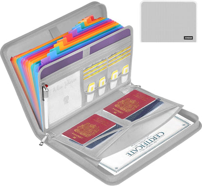JUNDUN Accordion File Organizer - Fireproof Accordion Folder with Zipper & Labels - 13 Pocket Expanding File Folder with Multi-Pockets Document Organizer Folder for Letter A4 Files | Receipt and More