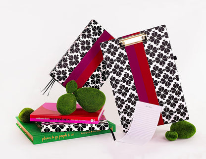 Kate Spade New York Clipboard Folio with Low Profile Clip, Black Professional Padfolio Includes Lined Notepad, Pen Loop, and Pocket, Polka Dots