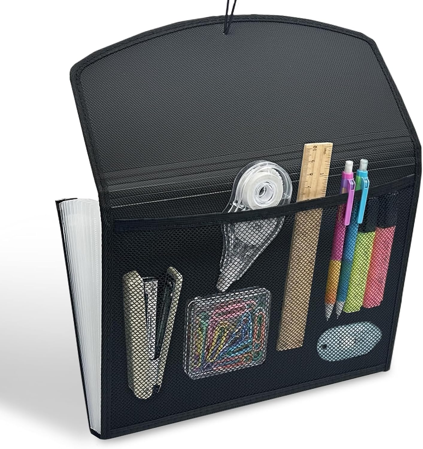 H4D 13-Pocket Accordion File Organizer with Mesh Pocket, Expanding File Folder with Tabs, Expandable Document Organizer for Home Office School, Letter Size, Teal
