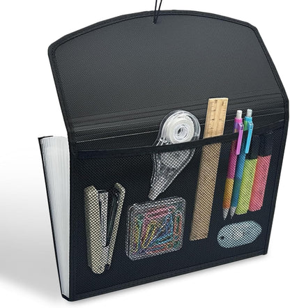 H4D 13-Pocket Accordion File Organizer with Mesh Pocket, Expanding File Folder with Tabs, Expandable Document Organizer for Home Office School, Letter Size, Teal