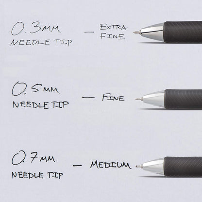 Pentel® EnerGel™ Deluxe RTX Retractable Liquid Gel Pens, Fine Point, 0.5 mm, 54% Recycled, Blue Barrel, Black Ink, Pack Of 12 Pens