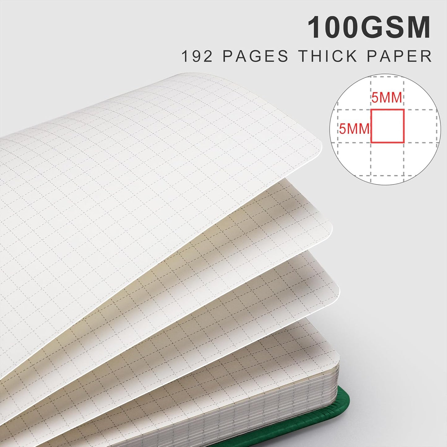 EMSHOI A4 College Ruled Notebook, Large 8.3" x 11.7", 192 Pages 100GSM Ink-Proof Faux Leather Hardcover Lay-Flat Lined Journal for Office School Work Writing, Black