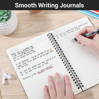 EUSOAR Spiral Lined Notebook, A5 3packs 5.5"X8.3" 120 Pages Lined Travel Notebooks Journal, Memo Notepad Sketchbook, Students College Office Business Diary Ruled Spiral Book Journal-3Colors Covers