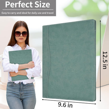MOWPOG Professional Padfolio Portfolio Binder, Faux Leather Interview Resume Folder, Letter Size A4 Legal Writing Pad Holder, Document Organizer for Business School Office Conference (Black)