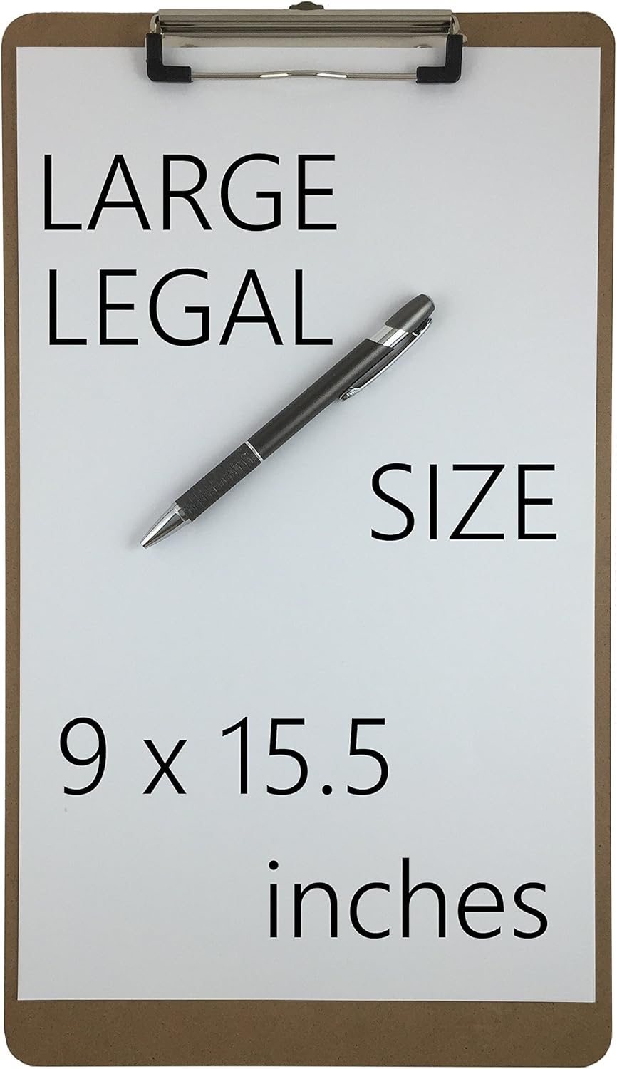 Trade Quest Legal Size Clipboard 9'' x 15.5'' Low Profile Clip Hardboard Single (Pack of 6)