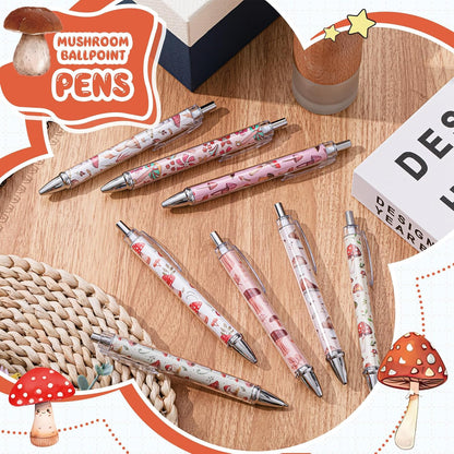 Ireer 8 Pcs Ballpoint Pens for Women 1.00 mm Cute Black Ink Pens Fine Point Smooth Writing for Journaling Aesthetic Office Supplies (Mahjong)