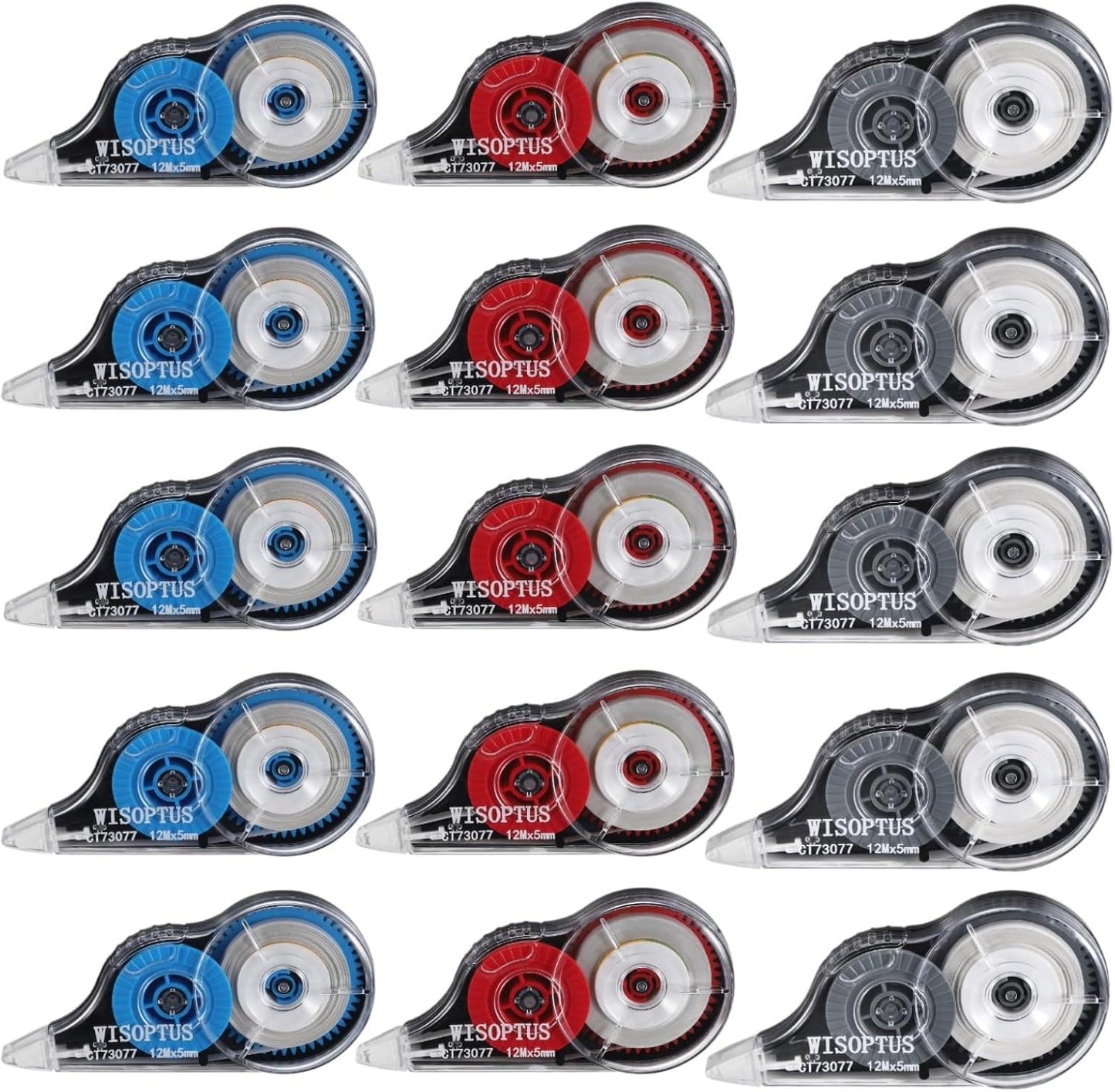 15PCS Correction Tape, 39.37ft Each, Fast, Clean, Opaque and Easy to Use Tear-Resistant Correction Tape Bulk Office or School Supplies, Blue, Red, Gray