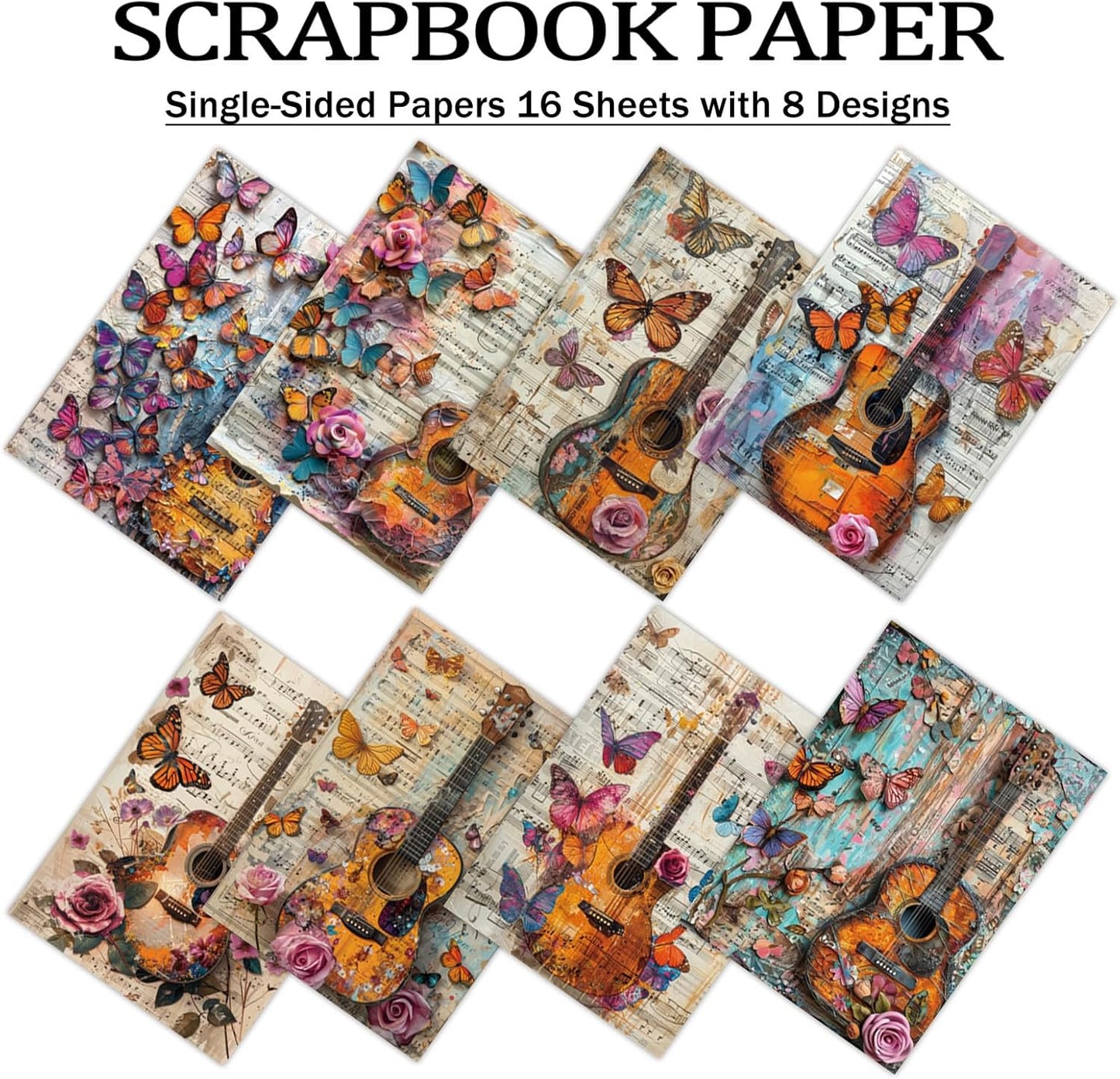 PRSTINCOL Scrapbook Paper,16 Sheets 4.1x5.8 Inch Vintage Stripe Style Scrapbook Supplies,Single-Sided Vivid Origami Decoupage Paper for DIY Crafts, Card Making, Art Journaling