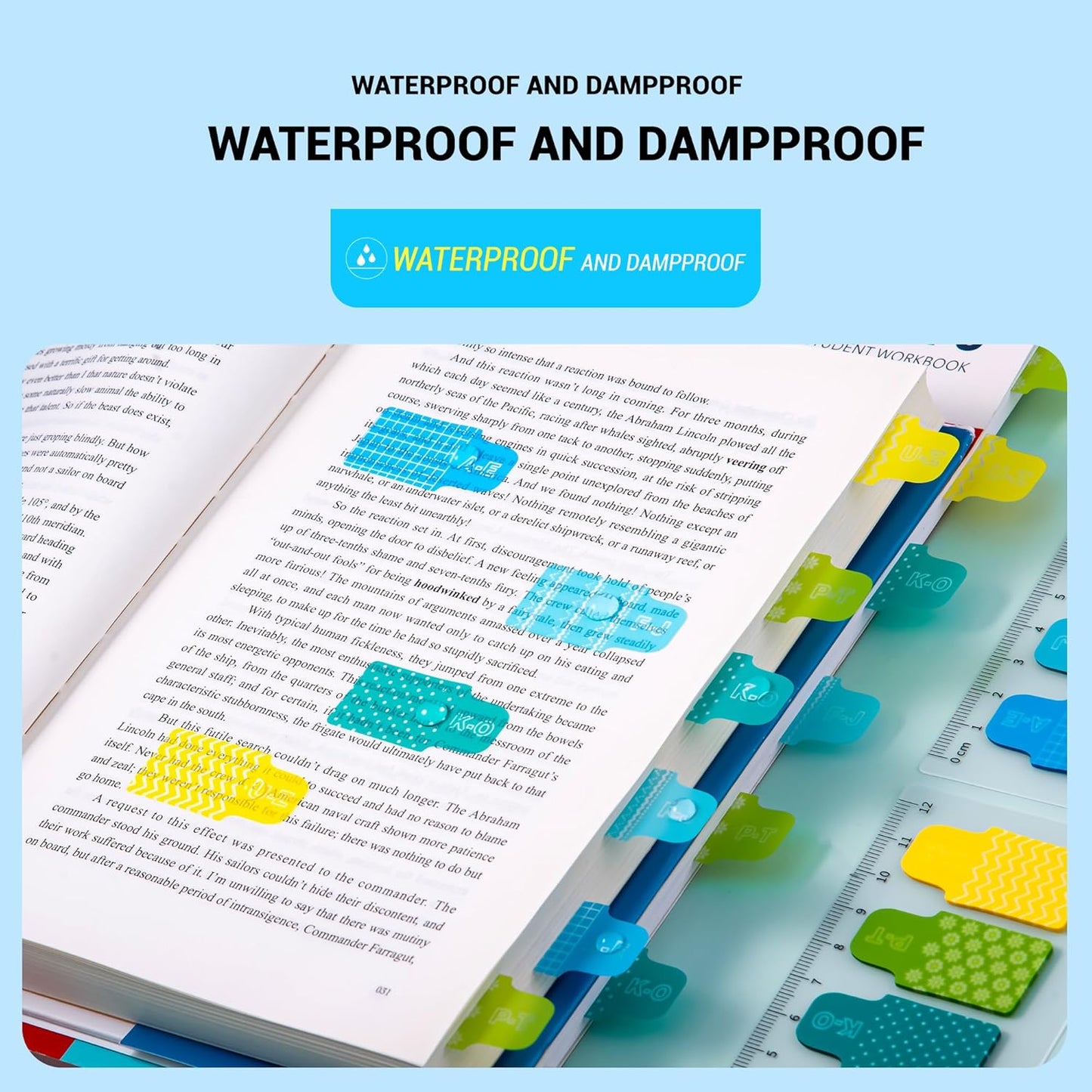 Golcellia Sticky Tabs for Notebooks 600 Pcs 5-Pattern Page Markers with Letter Index Flags, Book Tabs for Binders Bible Study Office School Supplies