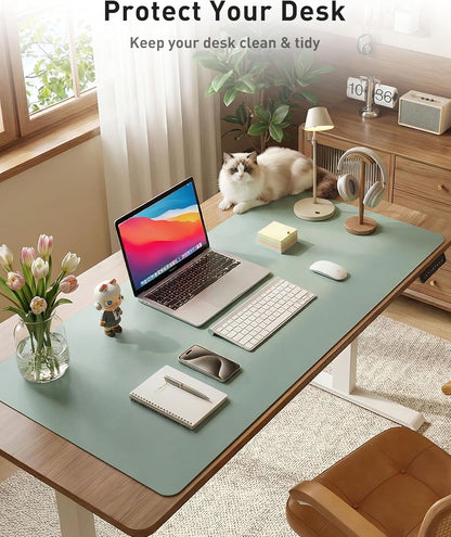 Aothia Non-Slip Waterproof PU Leather Desk Pad Protector for Mouse, Writing Desk, Office, Home, Laptop Blotter, 23.6" x 13.7", Black - Colors B