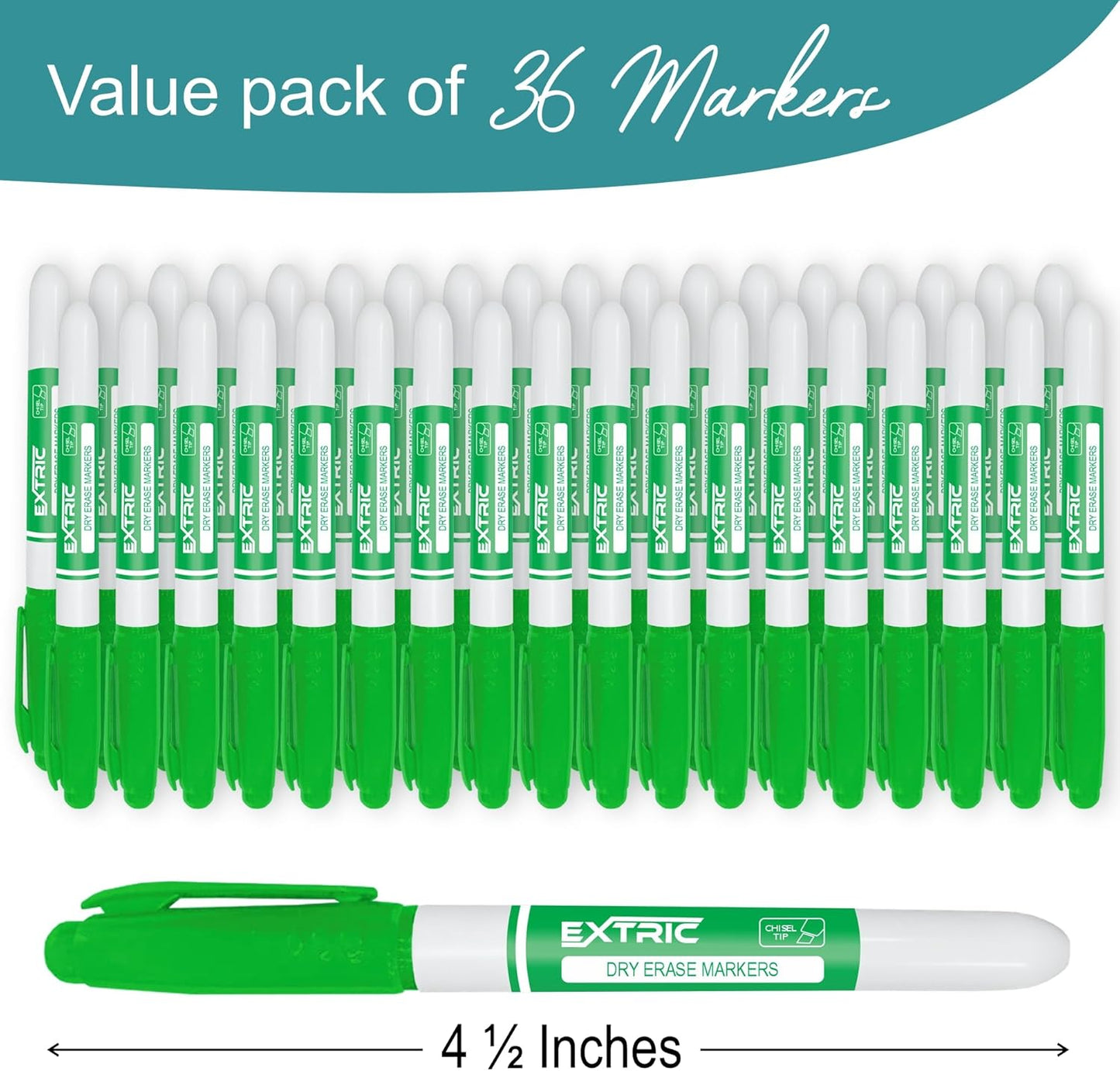 EXTRIC Green Dry Erase Markers, 36 Count Whiteboard Markers Chisel Tip, Bulk Classroom White Board Marker Dry Erase, Low Odor Chisel Tip Erasable Markers