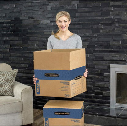 Bankers Box Large Prime Moving Box 6 Pack, Reinforced Handles, Tape-Free Assembly, Attached Lid, 18-in x 18-in x 24-in (0062904)