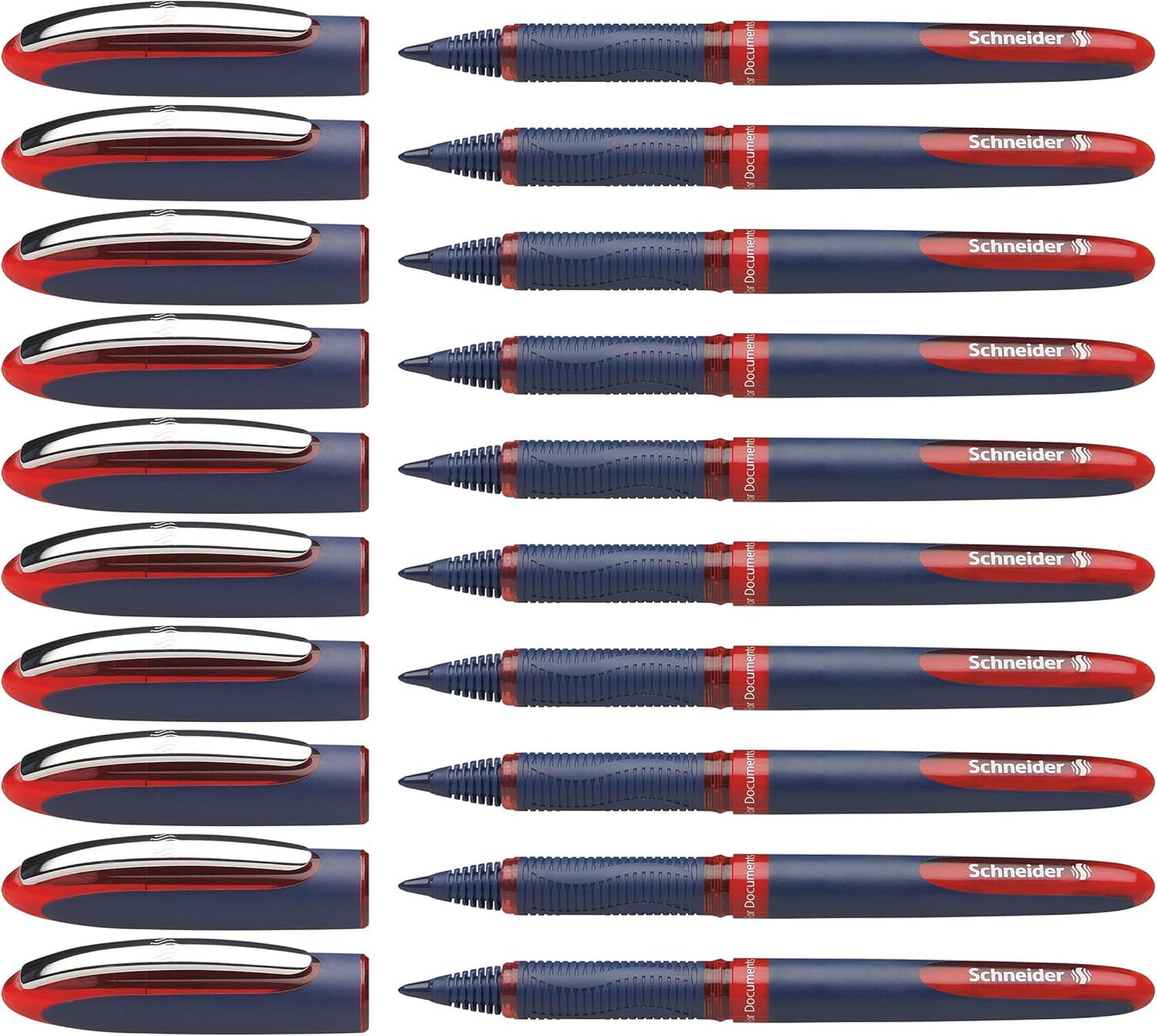 Schneider One Business Rollerball Pen, 0.6 mm Ultra-Smooth Tip, Blue Barrel, Black Ink, Box of 10 Pens (183001)