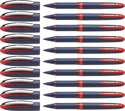 Schneider One Business Rollerball Pen, 0.6 mm Ultra-Smooth Tip, Blue Barrel, Black Ink, Box of 10 Pens (183001)