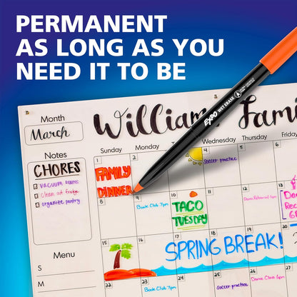 EXPO Wet Erase Markers, Semi-Permanent, Black, Ultra Fine Tip, 12 Count - For Writing on Glass, Whiteboards, Mirrors, Calendar, Labeling, Organizing