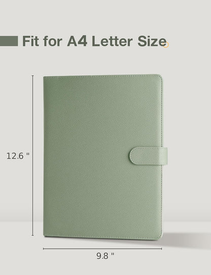 Clipboard Folder Padfolio A4, Mymazn Writing Portfolios Faux Leather Clipboards with Cover for Legal Pad Holder Letter Size 8.5 x 11 for Business Conference Notepad Clip Board (Gray Green)