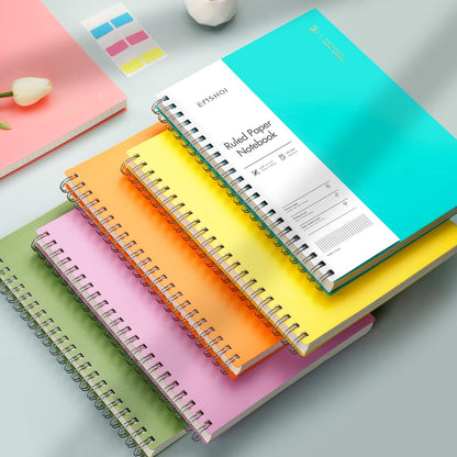 EMSHOI A5 Spiral Notebook College Ruled Lined Journal, Small 5.7" X 8.22", 300 Pages/150 Sheets, 100gsm Thick Paper, Waterproof Hardcover, for Office School Women Men Work Writing Notes, Blue