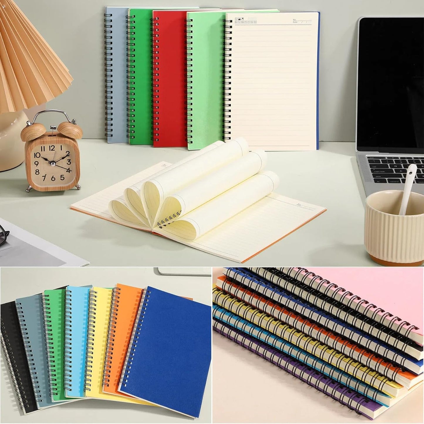 Leelosp 12 Pack Small Spiral Notebook Lined Spiral Journal College Ruled Notebook Wire Bound Kraft Cover, 120 Pages for Work (Multicolor,5.5 x 8.3 Inch)