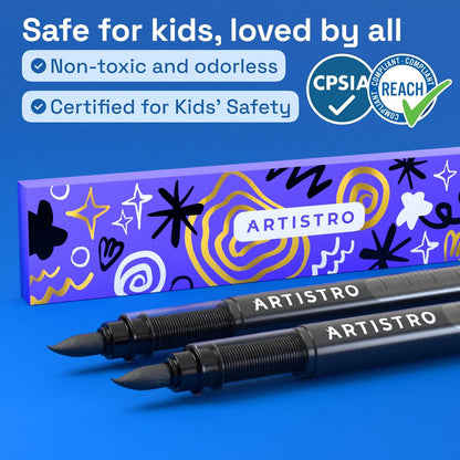ARTISTRO 2 Gold Acrylic Paint Markers - 0.7mm Extra Fine-Tip Metallic Paint Pens - Perfect for Crafting, Art Projects, & More