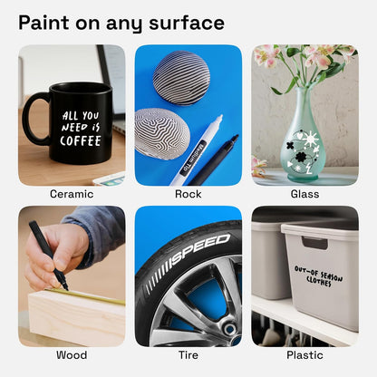 ARTISTRO 2 White Permanent Marker - Waterproof Markers for Tire, Fabric, Rocks, Glass, Ceramic, Wood, Paper - Oil Based Paint Pens - Extra-Fine Tip 0.7mm