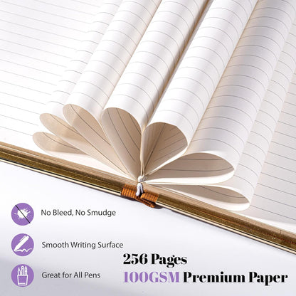 CAGIE Lined Journal for Men Women, Tree Growth Ring Leather Bound Journal Notebook, 256 Pages 100 GSM Journals for Writing, A5 Hardcover Journaling Notebooks for Work, Note Taking