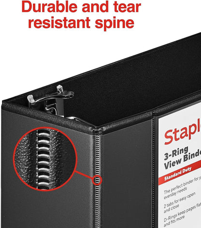Staples Standard 2-Inch 3-Ring View Binder, Holds Up to 450 Sheets, Orange, Durable Binder for Office & School