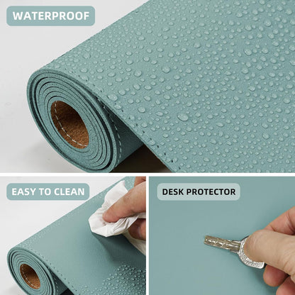 Large Desk Mat 47.2" x 17" Leather Desk Pad Protector with Natural Cork & PU Leather, Non-Slip Office Desk Mat, Large Mouse Pad, Waterproof Desk Blotter pad for Office&Home(Black)