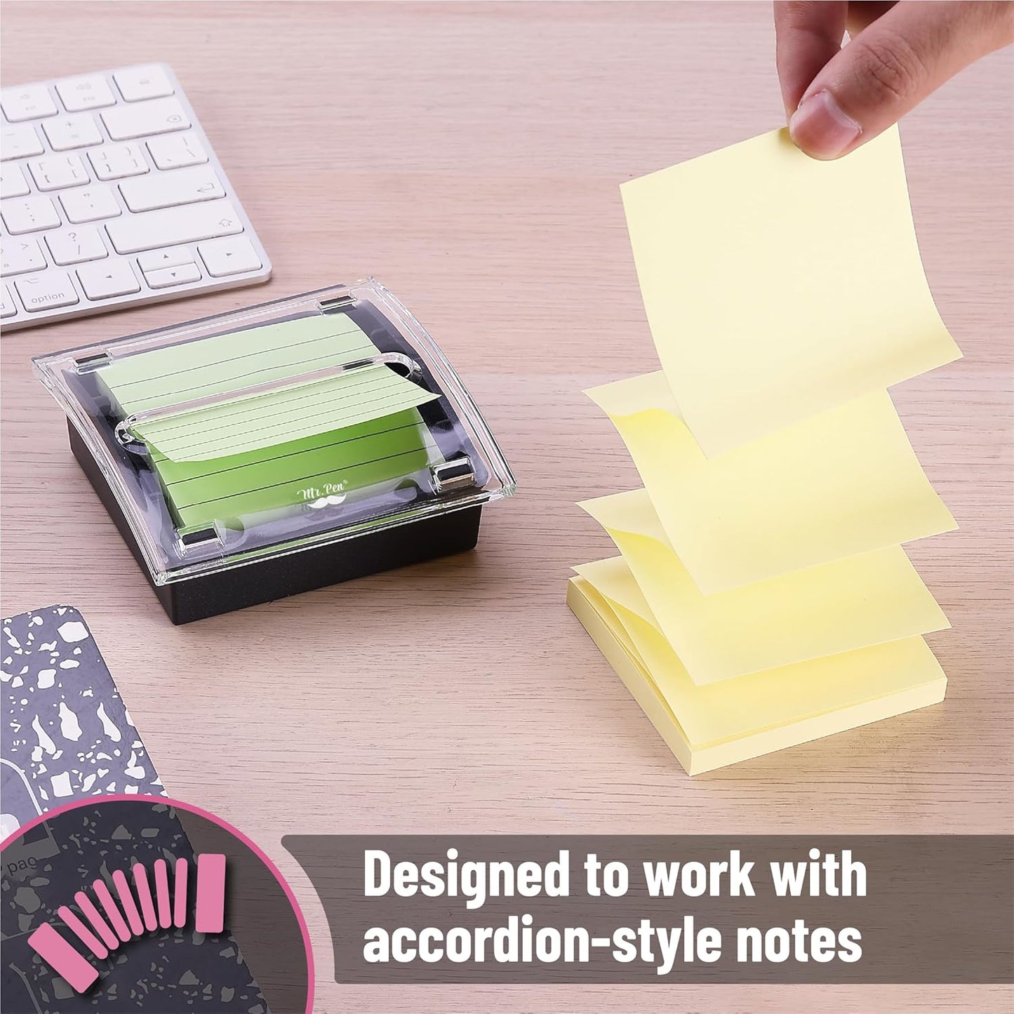 Mr. Pen Pop Up Sticky Note Dispenser, 3" x 3", Black, Sticky Note Dispenser, Sticky Note Holder for Desk, Clear Top