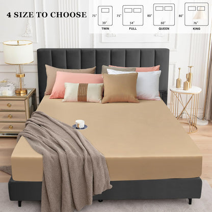 Sufdari Mattress Protector,Waterproof 18" Deep Pocket Mattress Cover Fitted Sheet Style with Elastic Rubber Band,Washable and Easy Care-Black,Queen