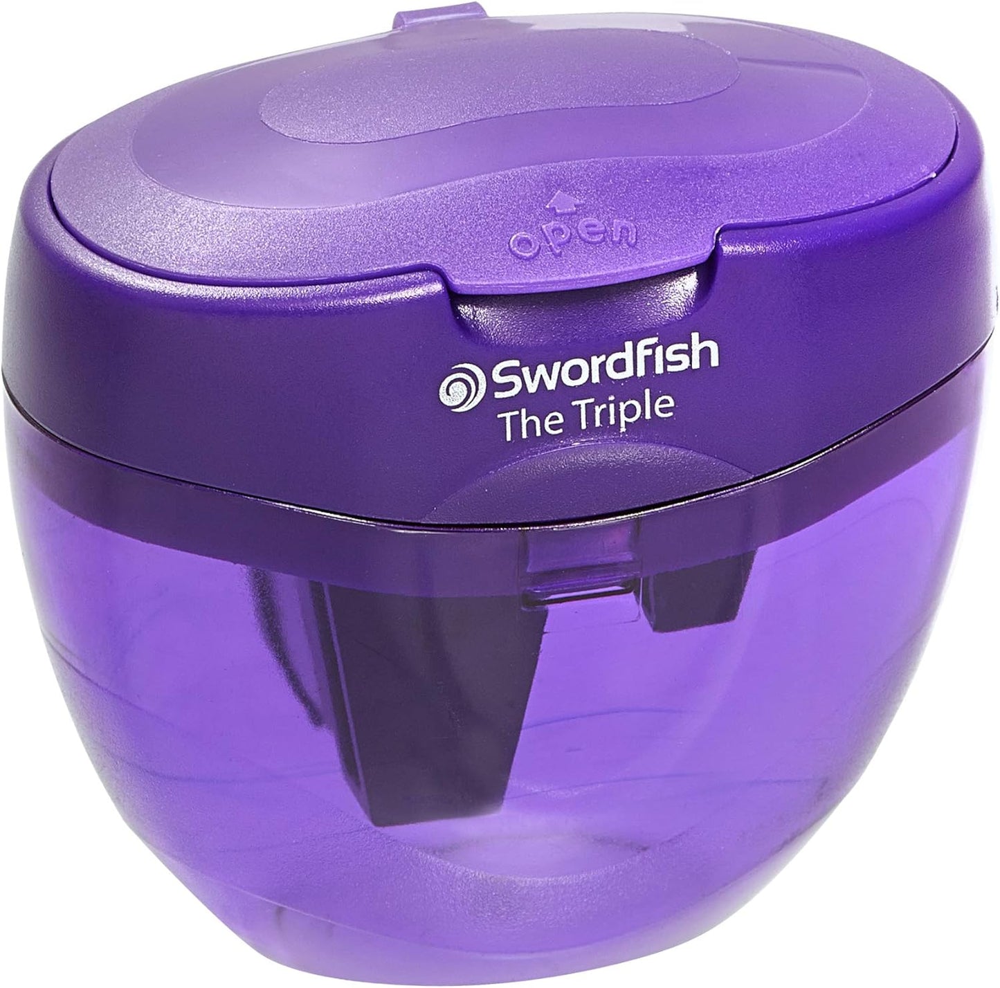 Swordfish ‘The Triple’ Three Hole Pencil Sharpener with Mess-Free Canister [Pack of 1] 8-16 mm [40228s], Purple