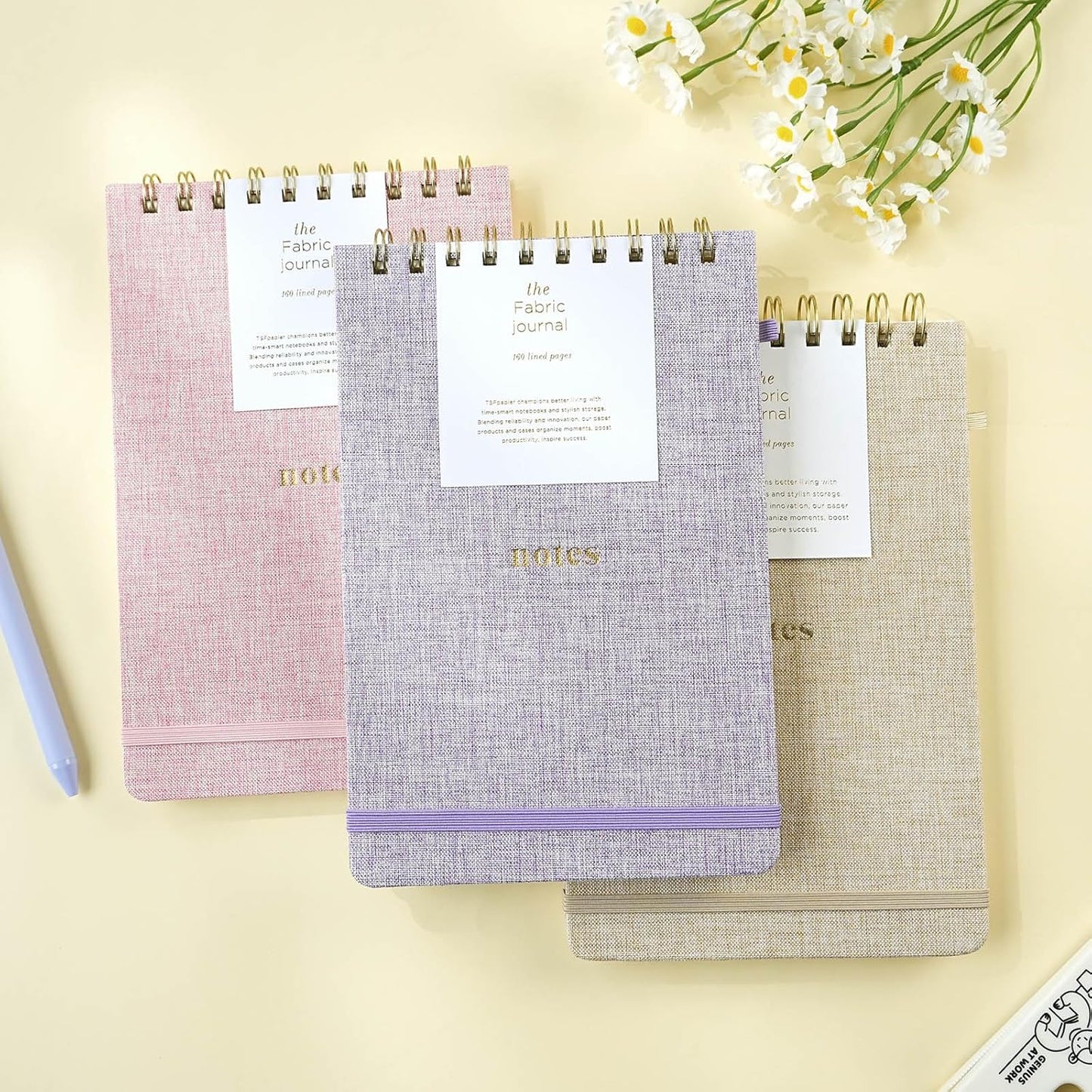 A5 Top Spiral Notebook – Hardcover Journal 160 Pages 100 GSM Thick Paper With Elastic Band & Pen Holder Steno Pads College Ruled Writing Notebooks for Work School Travel Pink