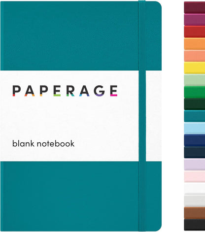 PAPERAGE Lined Journal Notebook, (Black), 160 Pages, Medium 5.6 in x 8 in - 100 GSM Thick Paper – Hardcover Journaling Notebook for Work, School & Note Taking